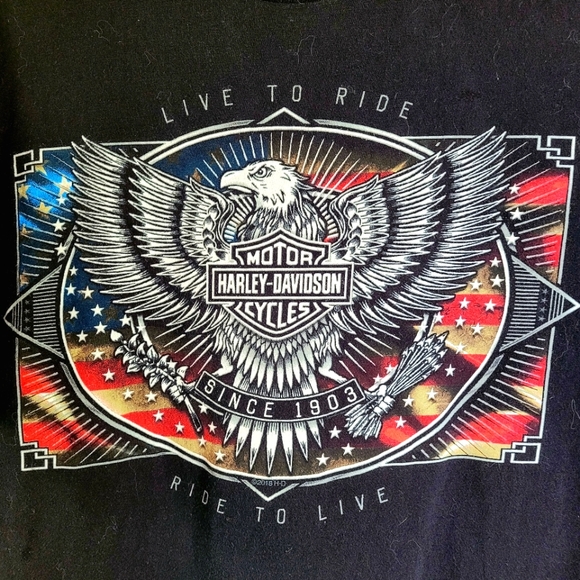 Harley-Davidson Motor Cycles Black T Shirt With Large Front & Back Graphics XL - Picture 2 of 7